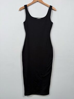 AKIRA Paxton Black Scoop Neck Bodycon Midi Dress, Size S, Excellent Condition